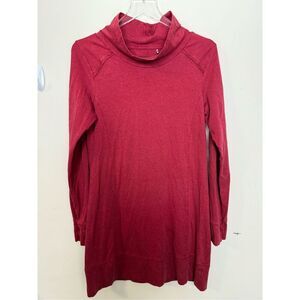 Toad & Co Aurora Long Sleeve Dress Size M Organic Cotton Stretch Cowl Neck Red